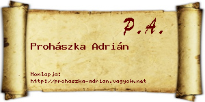Prohászka Adrián névjegykártya